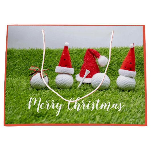 Golf Frohe Weihnachten mit Golfball und Weihnachts Große Geschenktüte (Vorderseite)