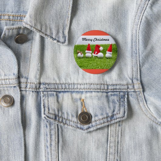 Golf Frohe Weihnachten mit Golfball-Weihnachtsmann Button (Beispiel)