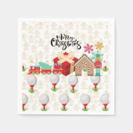 Golf Frohe Weihnachten mit Golfgeschenk in roter S Serviette