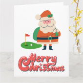 Golf Frohe Weihnachten mit Santa am Golfplatz Karte (Gelbe Blume)