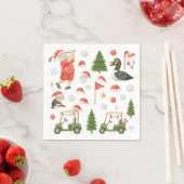 Golf Frohe Weihnachten mit Santa Golfing Serviette (Beispiel)