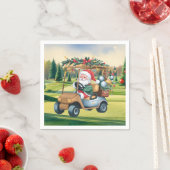 Golf Frohe Weihnachten mit Santa Golfing Serviette (Beispiel)