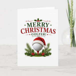 Golf Frohe Weihnachten mit Santa Hut Karte