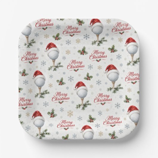 Golf Frohe Weihnachten mit Santa Hut Pappteller (Vorderseite)