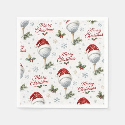 Golf Frohe Weihnachten mit Santa Hut Serviette (Vorderseite)