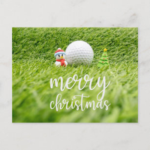 Golf Frohe Weihnachten mit Snowman und Golf Ball Postkarte