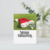 Golf Frohe Weihnachten mit Weihnachtsmannmütze auf (Stehend Vorderseite)