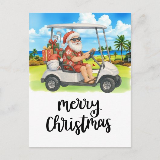 Golf Frohe Weihnachten Santa Golfer Strand Thema (Vorderseite)