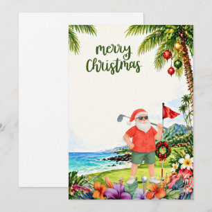 Golf Frohe Weihnachten Santa Golfer Strand Thema