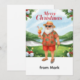 Golf Frohe Weihnachten Santa Golfer Strand Thema