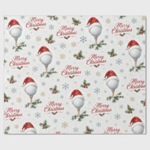 Golf Frohe Weihnachten Santa Hut Golfball Feiertag Geschenkpapier