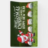 Golf Frohe Weihnachten Weihnachtsmann auf grün lus Banner (Vertikal)