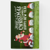 Golf Frohe Weihnachten Weihnachtsmann auf grün lus Banner (Vertikal)