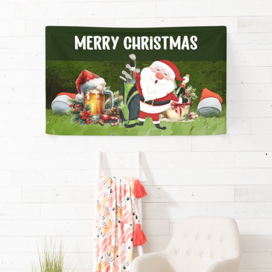 Golf Frohe Weihnachtsbälle tragen Weihnachtsmannmü Banner (Insitu)