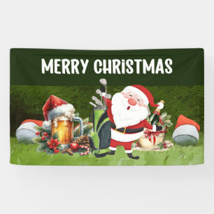 Golf Frohe Weihnachtsbälle tragen Weihnachtsmannmü Banner