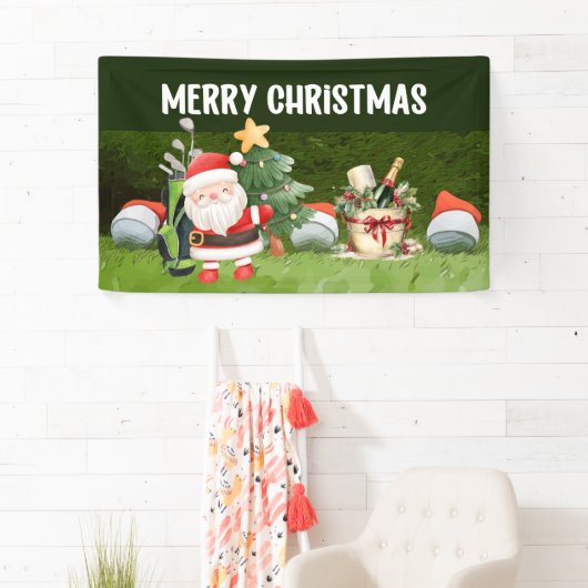 Golf Frohe Weihnachtsbälle tragen Weihnachtsmannmü Banner (Insitu)