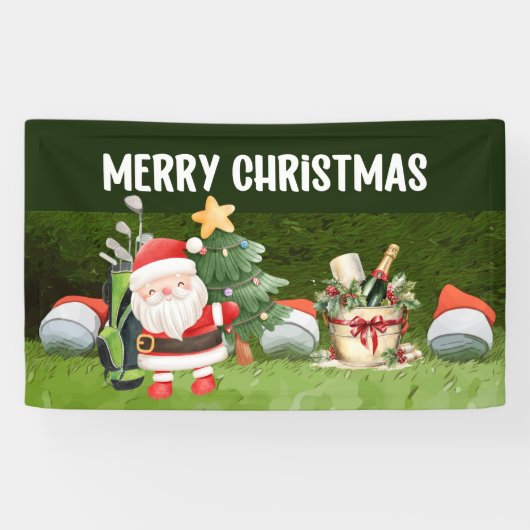 Golf Frohe Weihnachtsbälle tragen Weihnachtsmannmü Banner (Horizontal)