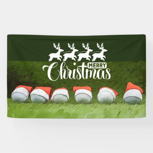 Golf Frohe Weihnachtsbälle tragen Weihnachtsmannmü Banner (Horizontal)