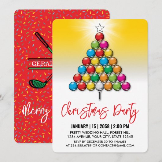 Golf Frohe Weihnachtsgestaltung Einladung (Vorne/Hinten)