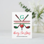 Golf Frohe Weihnachtsgestaltung Postkarte (Stehend Vorderseite)