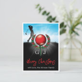 Golf Frohe Weihnachtsgestaltung Postkarte (Stehend Vorderseite)