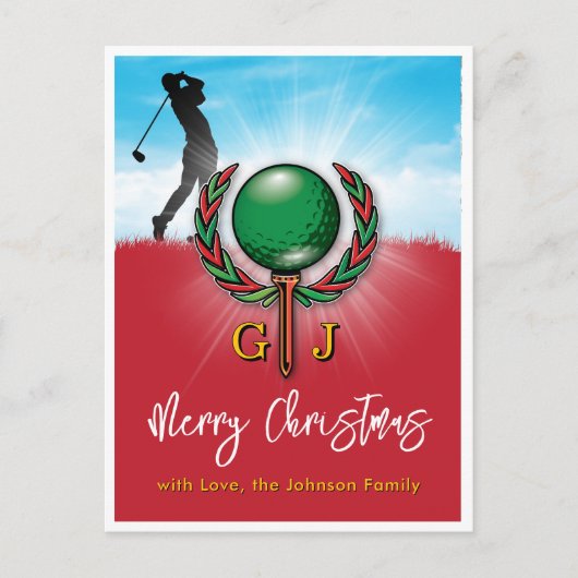 Golf Frohe Weihnachtsgestaltung Postkarte (Vorderseite)