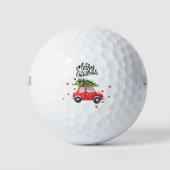 Golf Frohe Weihnachtswagen mit Weihnachtsbaum Golfball (Vorderseite)