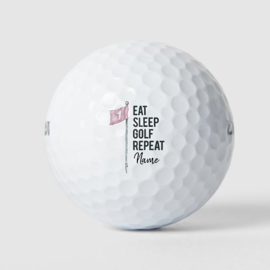 Golf Fun Quotes essen Schlaf Golf wiederholen Golfball (Vorderseite)