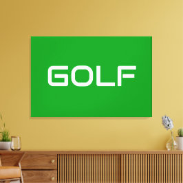 GOLF Fun Sporty Modern White Text On Bright Green Leinwanddruck