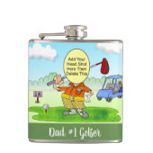 Golf Funny Cartoon Vinyl Wrapped Flask Flachmann (Vorderseite)