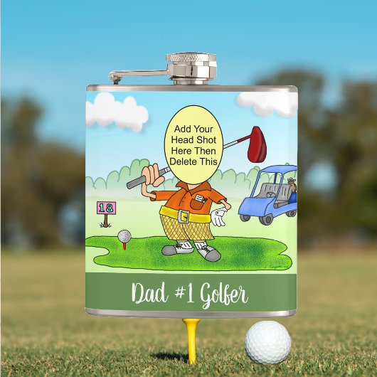 Golf Funny Cartoon Vinyl Wrapped Flask Flachmann