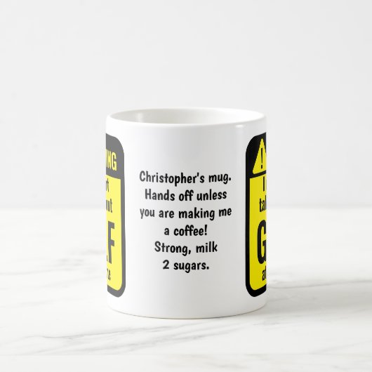 Golf Funny Personalized Warning Kaffeetasse (Mittel)