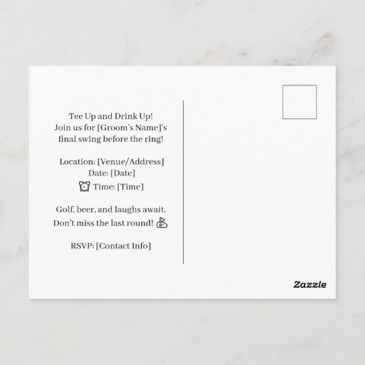 Golf Funny Sprichwort für Bachelor Golfer Postkarte (Rückseite)