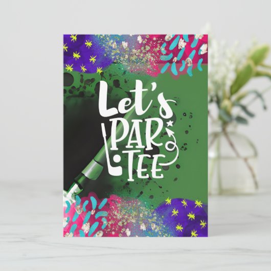 Golf Funny Sprichwort für Golfer Let's par tee Einladung (Stehend Vorderseite)