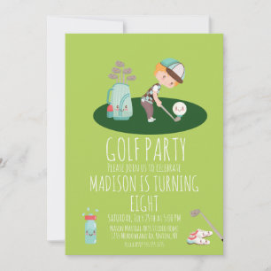 Golf für Jungen Süße Geburtstagsfeier Grün Einladung