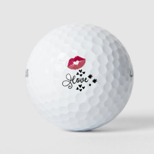 Golf für Liebhaber mit Küssen Rote Lippen Valentin Golfball