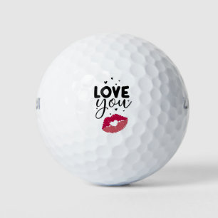 Golf für Liebhaber mit Küssen roten Lippen auf Wei Golfball