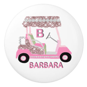 Golf Gal Fun Glitz Glam Rose Goldener Jahrgang Keramikknauf