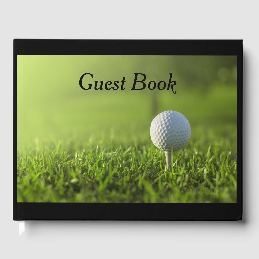 Golf Gästebuch mit Golf Ball auf Tee auf Grün (Vorderseite)