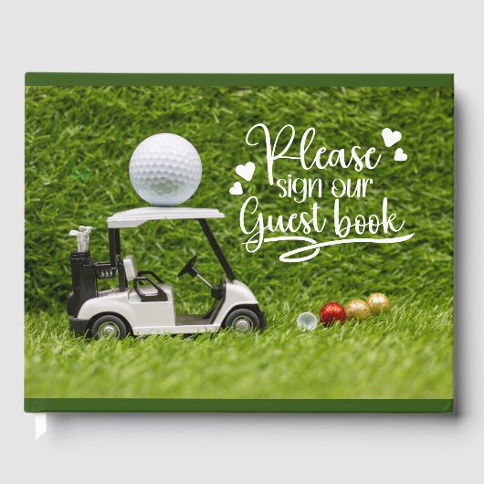 Golf Gästebuch mit Golfball für Golfer Party (Vorderseite)