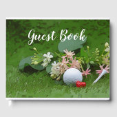 Golf Gästebuch mit Golfball und Tee aus Flora (Vorderseite)