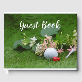 Golf Gästebuch mit Golfball und Tee aus Flora