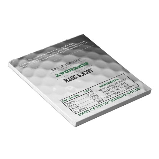 Golf Gastgeschenk Chocolate Candy Wrappers Notizblock (angewinkelt)