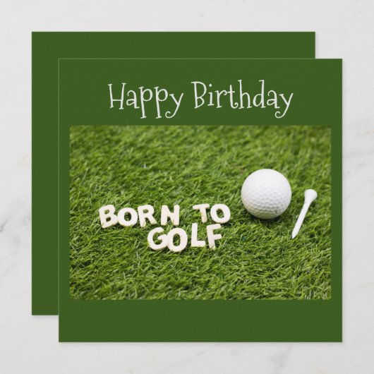 Golf geboren mit dem Wort "GolfGeburtskarte" auf g (Vorne/Hinten)