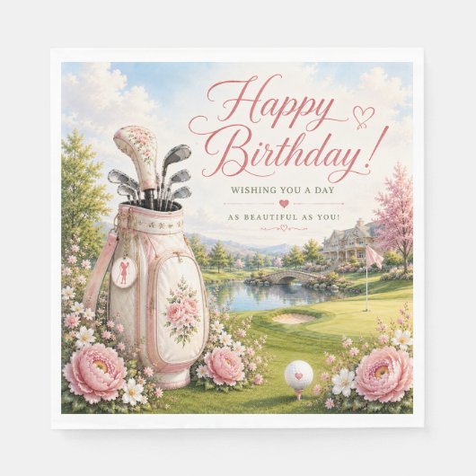 Golf-Geburtstag für Golferin  Serviette (Vorderseite)