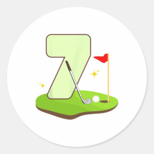 Golf Geburtstag Golfer 7 Jahre Altes Party Ki Runder Aufkleber