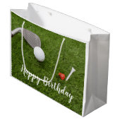 Golf-Geburtstag mit Golfball und Liebe Große Geschenktüte (Vorderseite Schrägansicht)