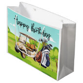 Golf Geburtstag mit Golfwagen Aquarell Große Geschenktüte (Vorderseite Schrägansicht)