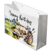 Golf Geburtstag mit Golfwagen Aquarell Große Geschenktüte (Vorderseite Schrägansicht)