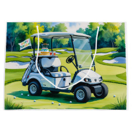 Golf Geburtstag mit Golfwagen Aquarell Große Geschenktüte